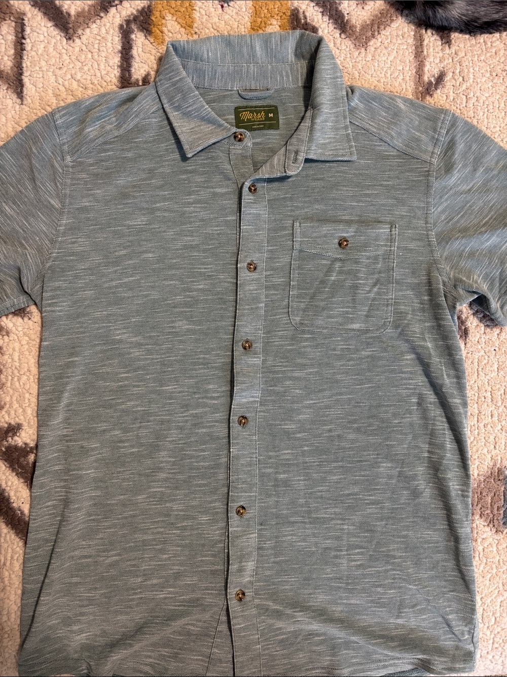 Mason Short-Sleeve Button-Down Shirt in Heathered Sage Green